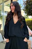 Sandbar Linen Blend Pop Over Shirt Black